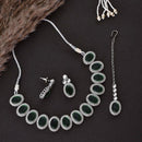FS Collection Silver Plated AD Necklace Set