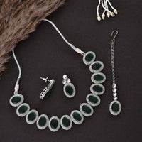 FS Collection Silver Plated AD Necklace Set