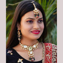 FS Collection Gold Plated Kundan Necklace Set