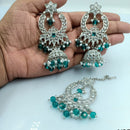 Fs Collection Silver Plated Crystal Stone Jhumki With Maangtikka