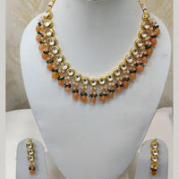 FS Collection Gold Plated Kundan Necklace Set