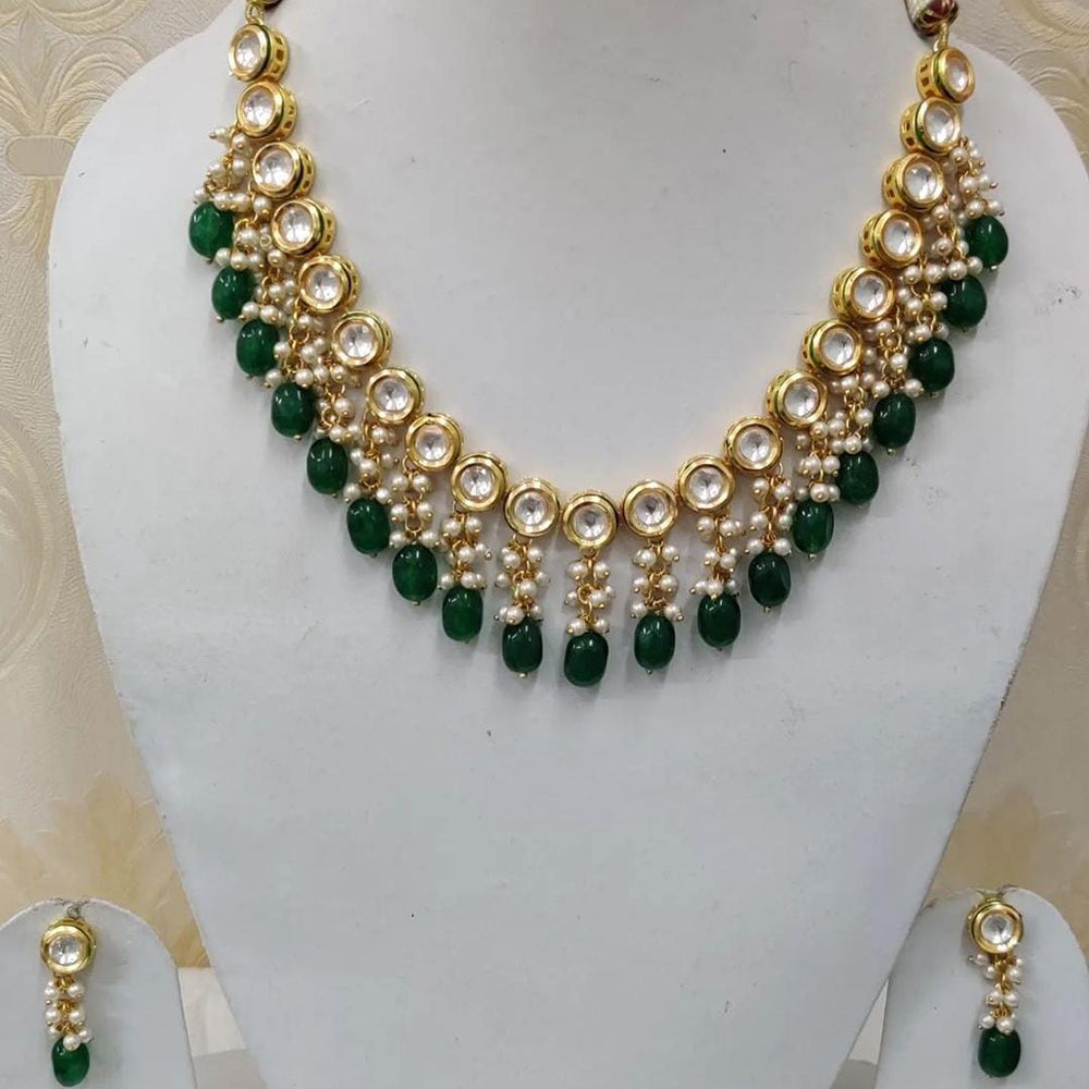FS Collection Gold Plated Kundan Necklace Set