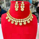 FS Collection Gold Plated Kundan Necklace Set