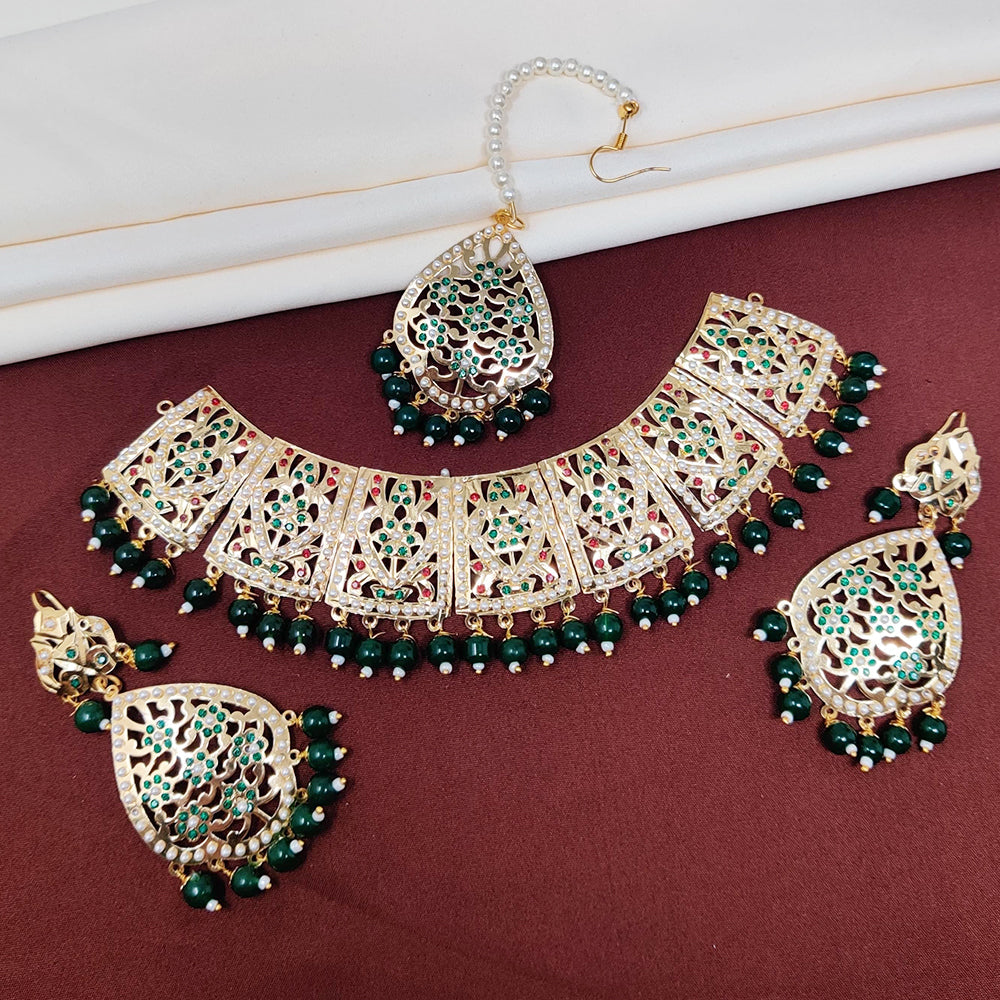 FS Collection Gold Plated Austrian Stone Choker Necklace Set