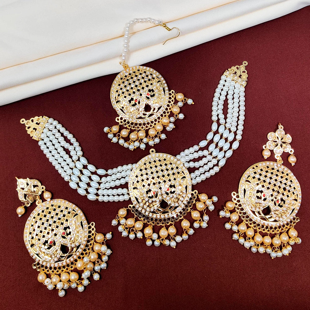 FS Collection Gold Plated Austrian Stone Choker Necklace Set