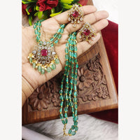 FS Collection Gold Plated Crystal Beads Long Necklace Set