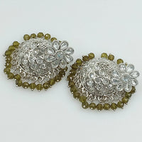 FS Collection Silver Plated Crystal Stone Jhumki Earrings