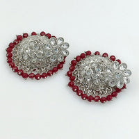 FS Collection Silver Plated Crystal Stone Jhumki Earrings