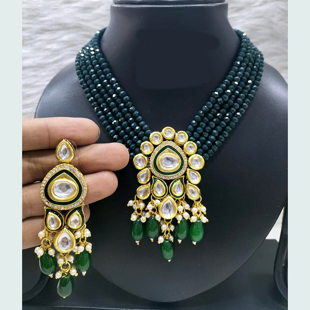 FS Collection Gold Plated Kundan Necklace Set