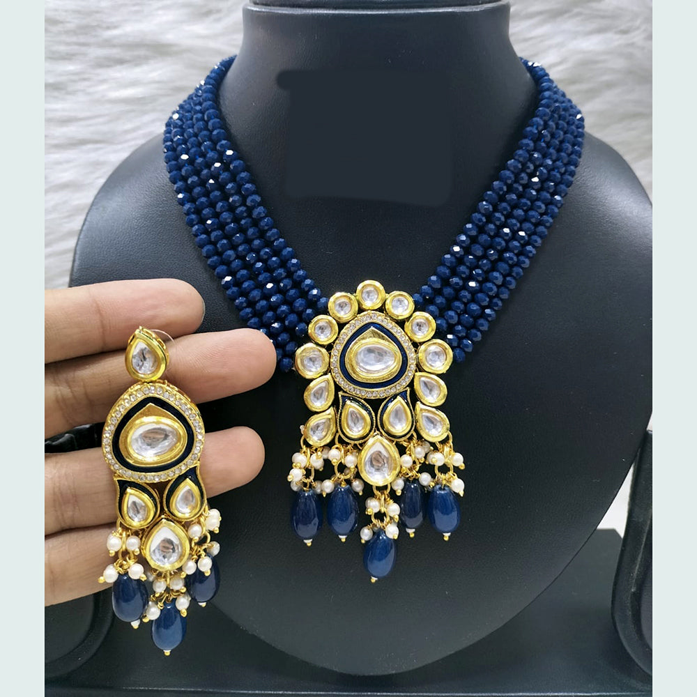 FS Collection Gold Plated Kundan Necklace Set