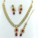 FS Collection Gold Plated Kundan Necklace Set