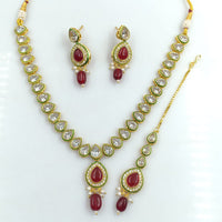 FS Collection Gold Plated Kundan Necklace Set