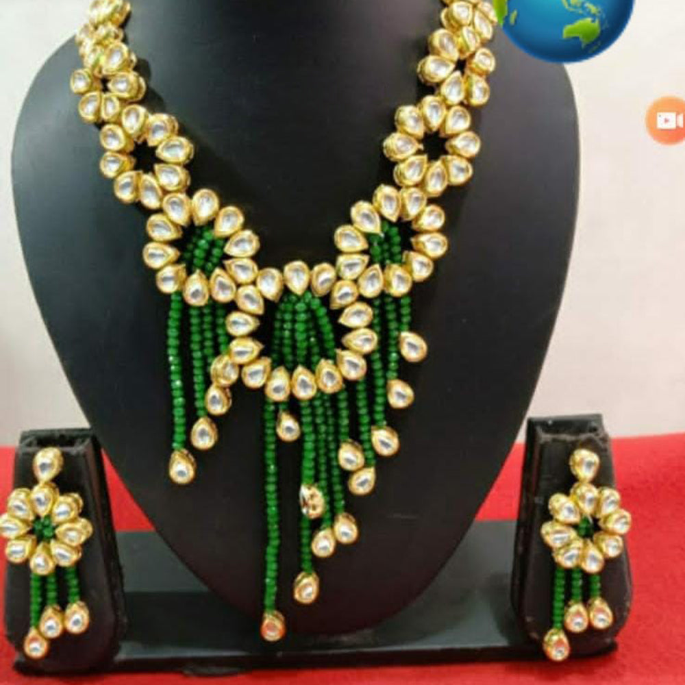 FS Collection Gold Plated Kundan Necklace Set