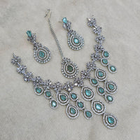 FS Collection Silver Plated AD Necklace Set