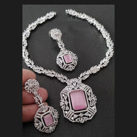 FS Collection Silver Plated AD Necklace Set