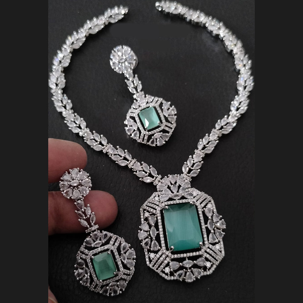 FS Collection Silver Plated AD Necklace Set