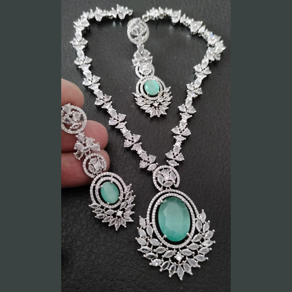 FS Collection Silver Plated AD Necklace Set