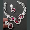 FS Collection Silver Plated AD Necklace Set