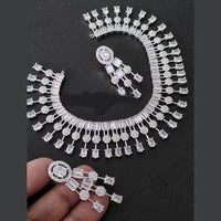FS Collection Silver Plated AD Necklace Set