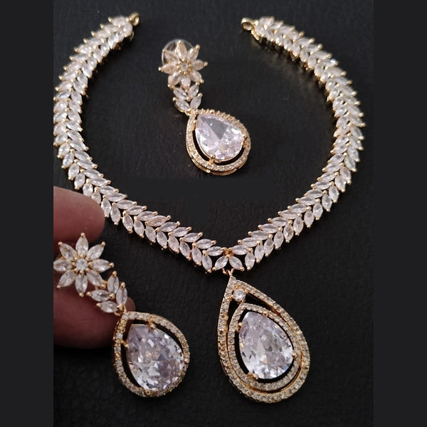 FS Collection Gold Plated AD Necklace Set