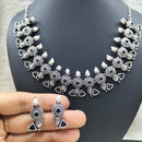 FS Collection Silver Plated Pota Stone Necklace Set