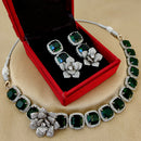 FS Collection Silver Plated AD Choker Necklace Set