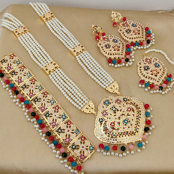 FS Collection Gold Plated Long Necklace Set