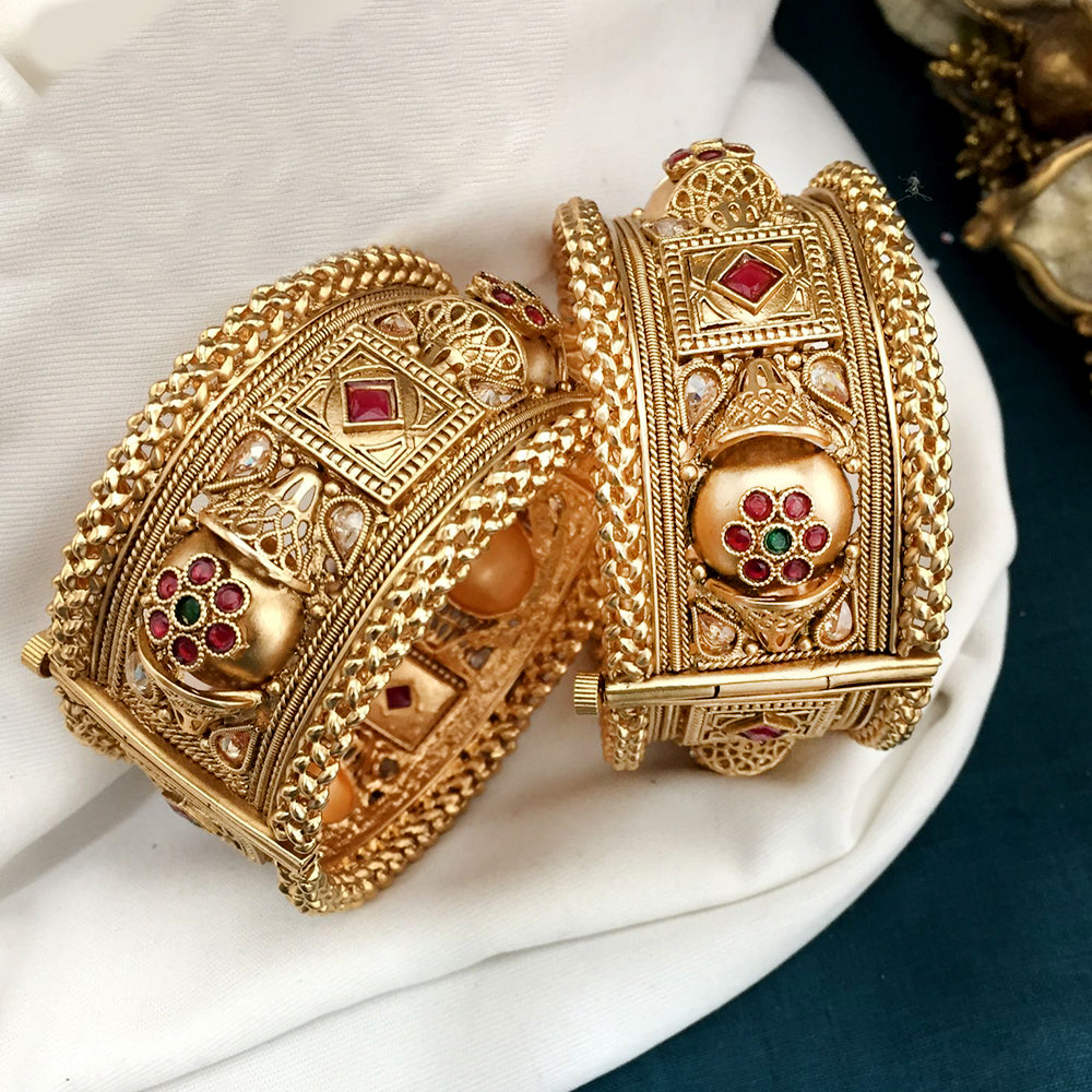 FS Collection Gold Plated Openable Bangles Set