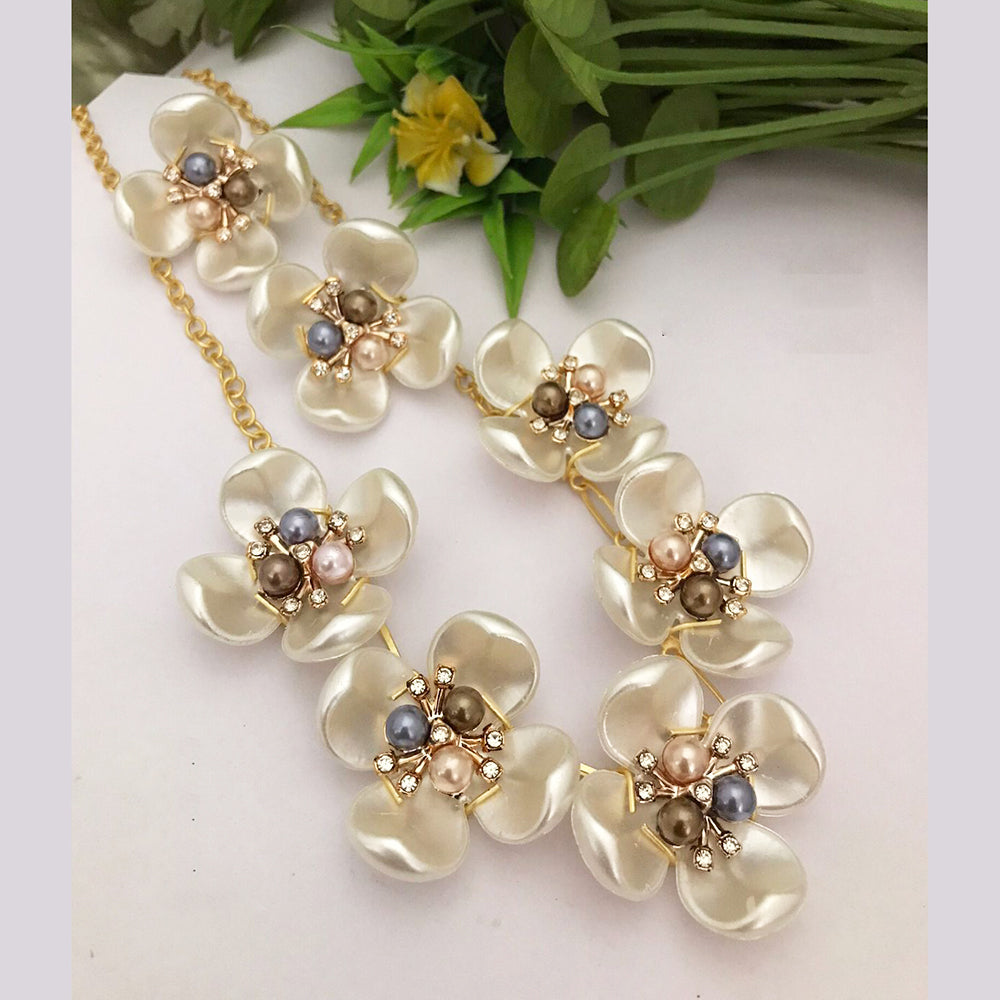 FS Collection Gold Plated Pearl Necklace Set