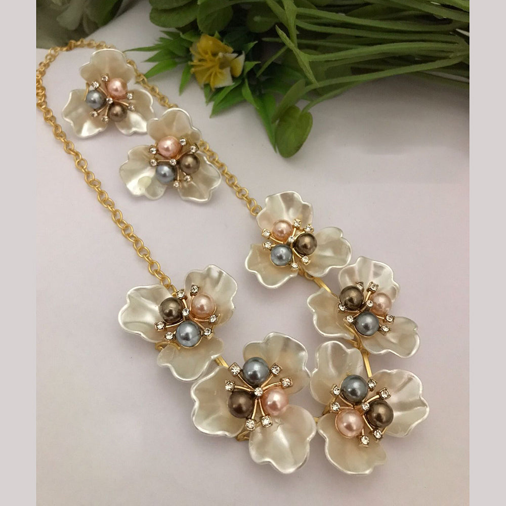 FS Collection Gold Plated Pearl Necklace Set