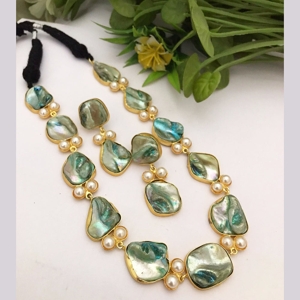 FS Collection Gold Plated Gemstone Necklace Set