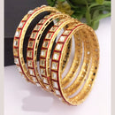 FS Collection Gold Plated Kundan Bangles Set