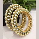 FS Collection Gold Plated Kundan Bangles Set