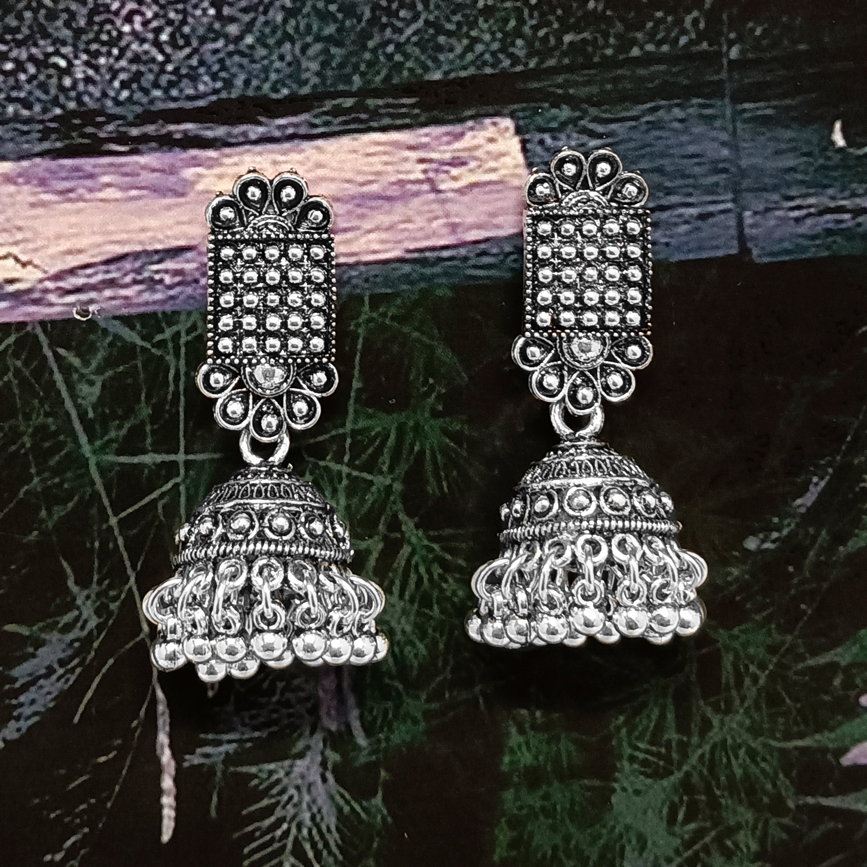 Darshana Jewels Oxidised Plated Jhumki