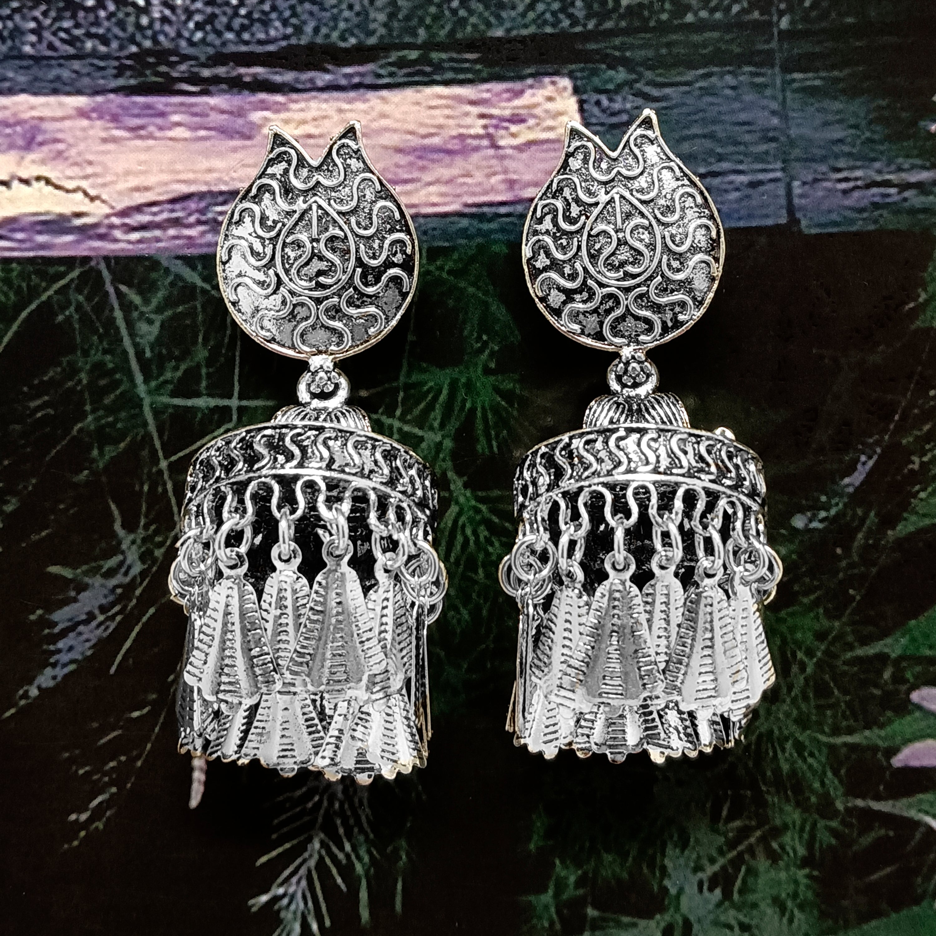 Darshana Jewels Oxidised Plated Jhumki Earrings