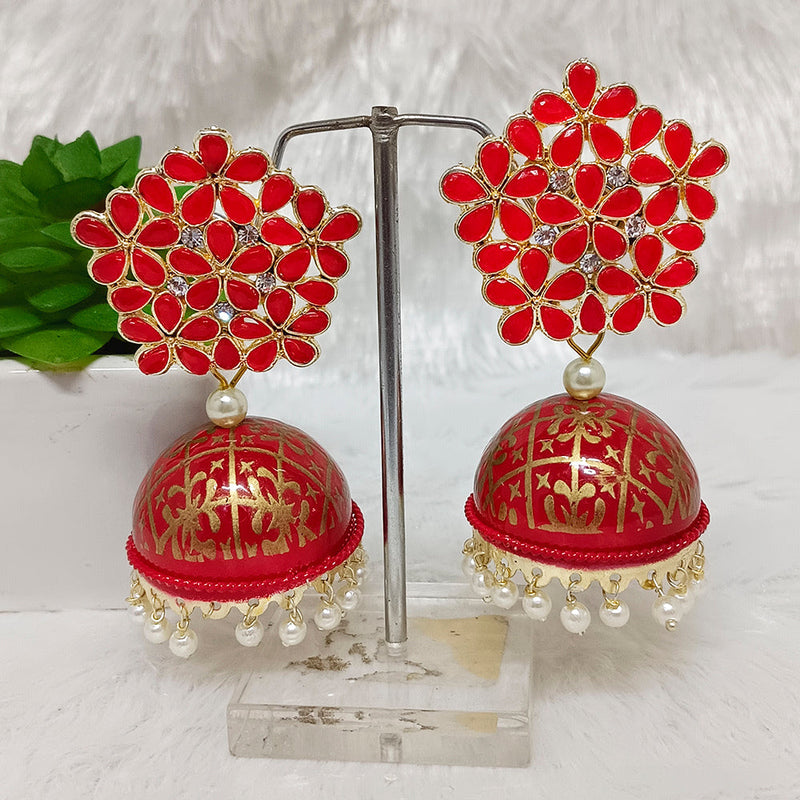 Matchit Woma Kundan & Meenakari Jhumkis Earrings - JW-11451022RD