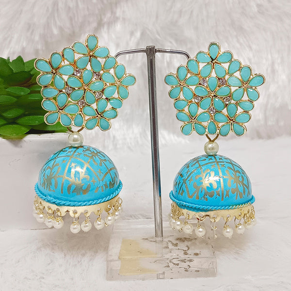 Matchit Woma Kundan & Meenakari Jhumkis Earrings - JW-11451022SBL