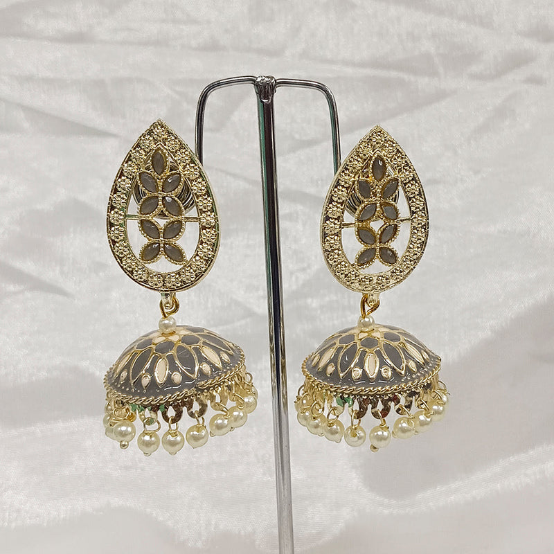 Matchit Austrian Stone & Meenakari Jhumkis Earrings - JW-11451023GY