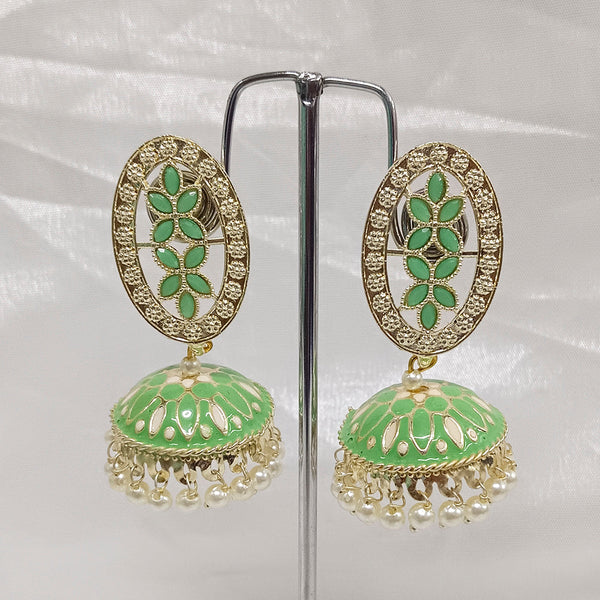 Matchit Kundan Stone & Meenakari Jhumkis Earrings - JW-11451024LG