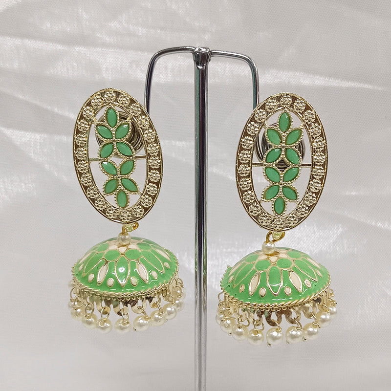 Matchit Kundan Stone & Meenakari Jhumkis Earrings - JW-11451024LG