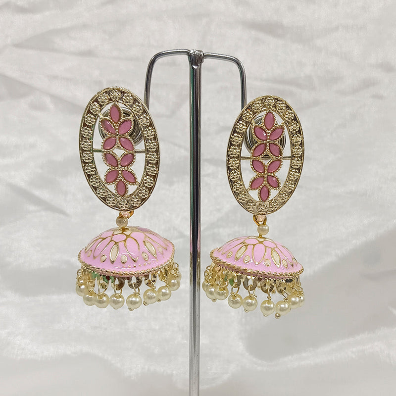 Matchit Kundan Stone & Meenakari Jhumkis Earrings - JW-11451024LPI