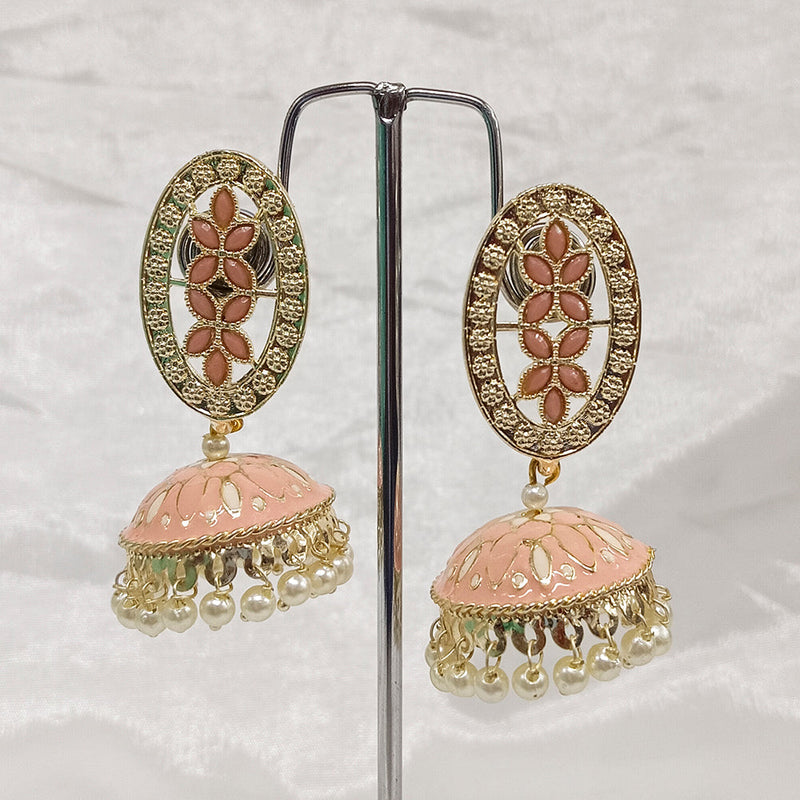 Matchit Kundan Stone & Meenakari Jhumkis Earrings - JW-11451024PE