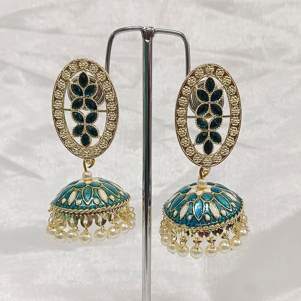 Matchit Kundan Stone & Meenakari Jhumkis Earrings - JW-11451024SBL