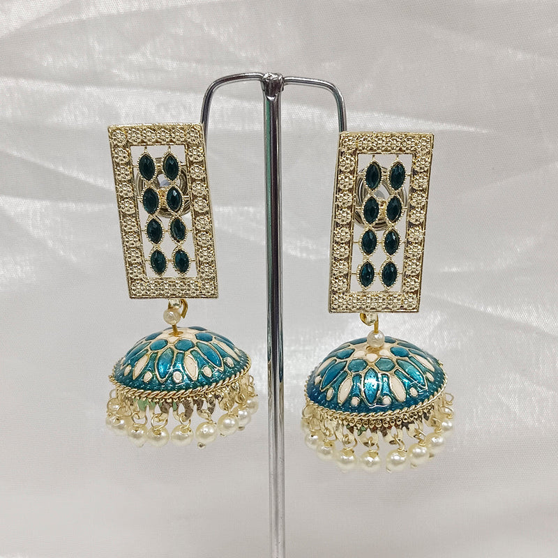 Matchit Kundan Stone & Meenakari Jhumkis Earrings - JW-11451025SBL