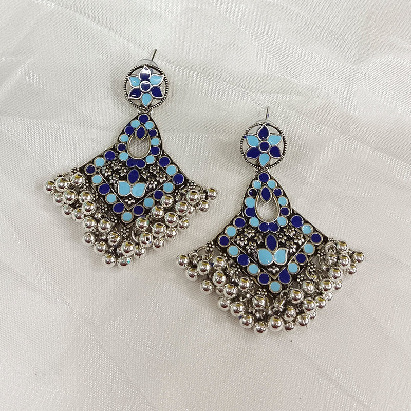 Matchit Meenakari Oxidised Plated Dangler Earrings - JW-11451028BLU