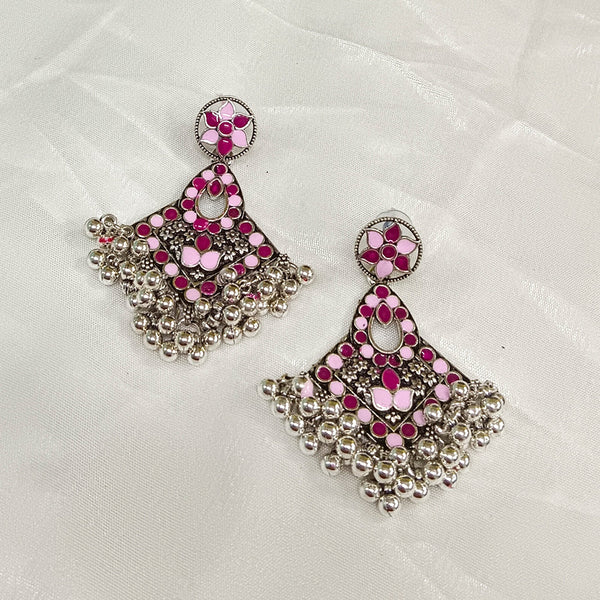 Matchit Meenakari Oxidised Plated Dangler Earrings - JW-11451028PK