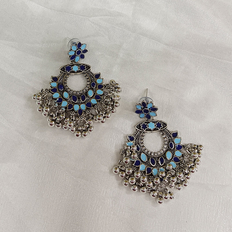 Matchit Meenakari Oxidised Plated Dangler Earrings - JW-11451029BLU