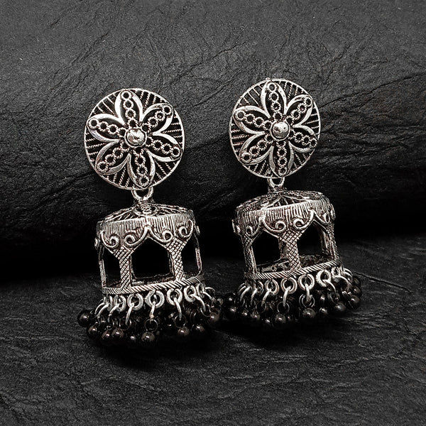 Bhavi Jewels Oxidised Plated Jhumki Earrings