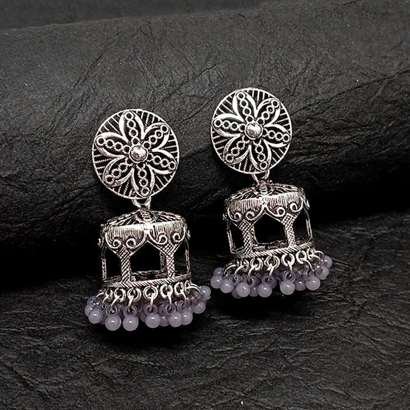 Bhavi Jewels Oxidised Plated Jhumki Earrings