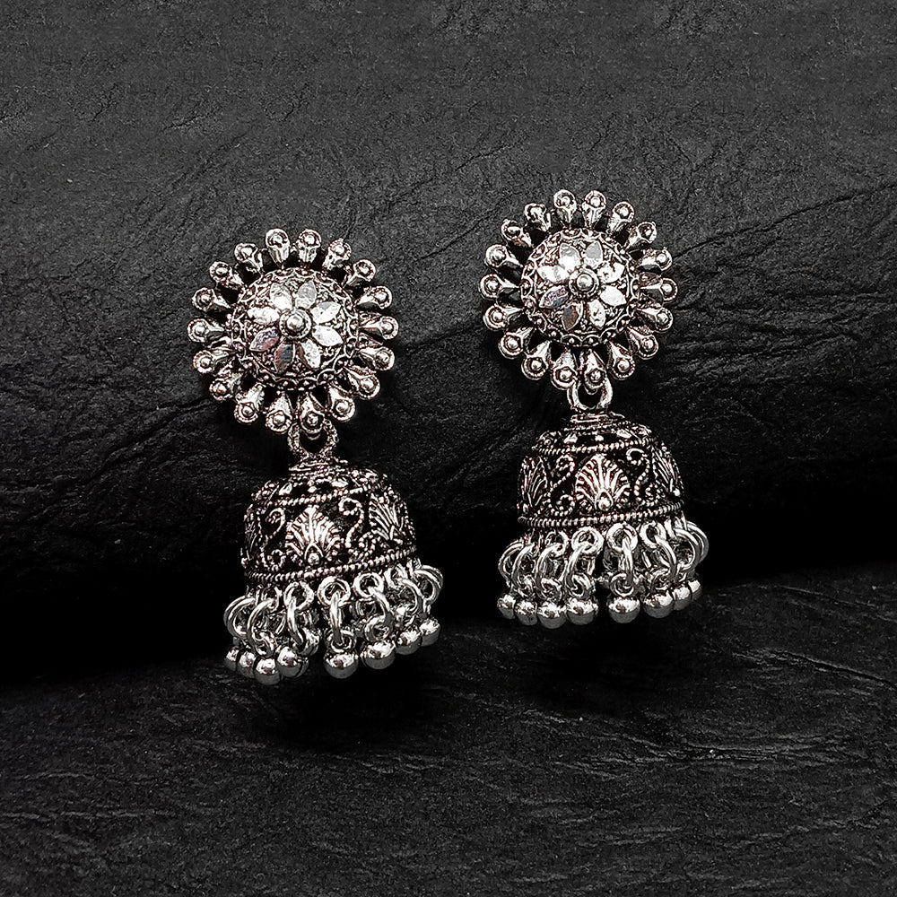 Darshana Jewels Oxidised Plated Jhumki Earrings